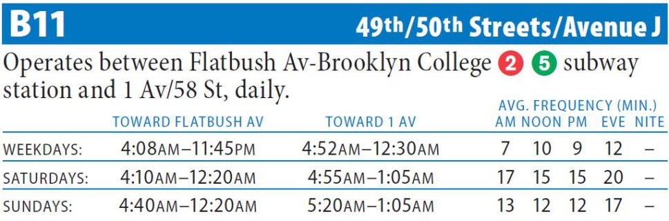 B11 Bus Route - Maps - Schedules