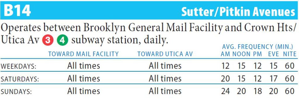 B14 Bus Route - Maps - Schedules