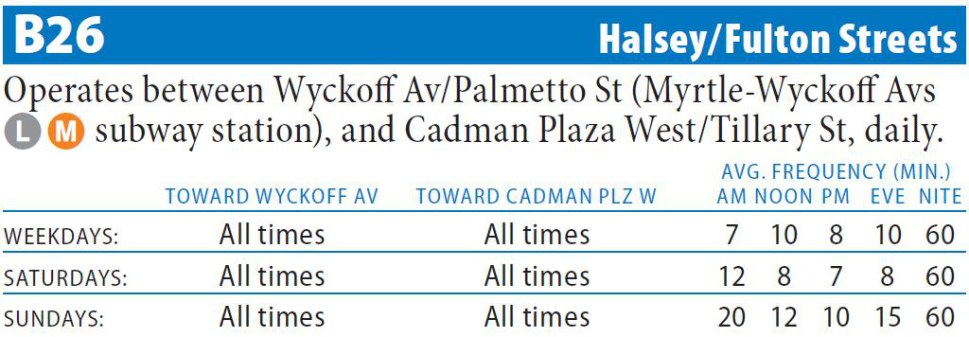 B26 Bus Route - Maps - Schedules