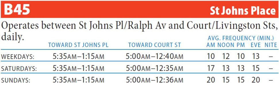 B45 Bus Route - Maps - Schedules