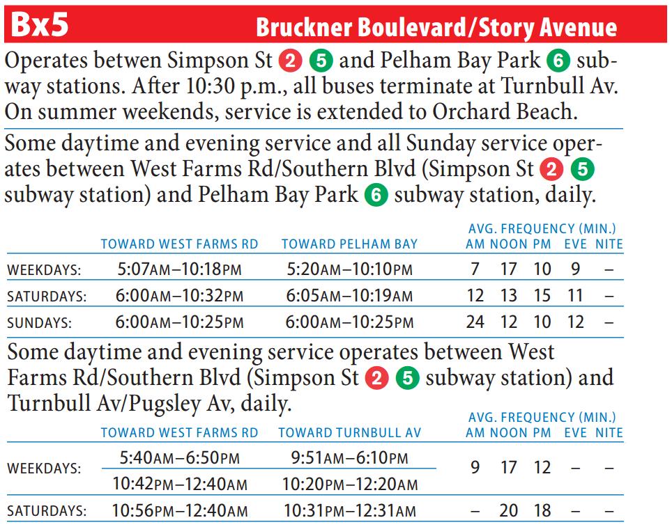 Bx5 Bus Route - Maps - Schedules
