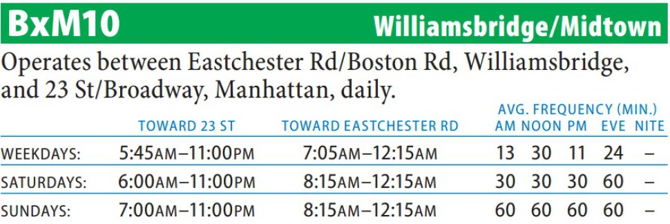 BxM10 Bus Route - Maps - Schedules