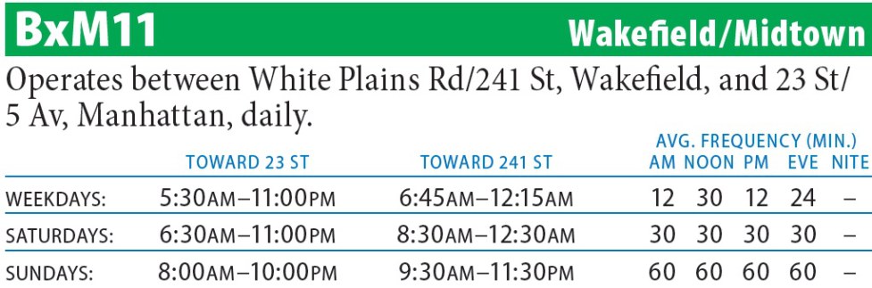 BxM11 Bus Route - Maps - Schedules