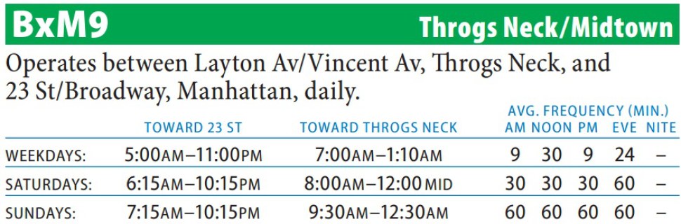 BxM9 Bus Route - Maps - Schedules