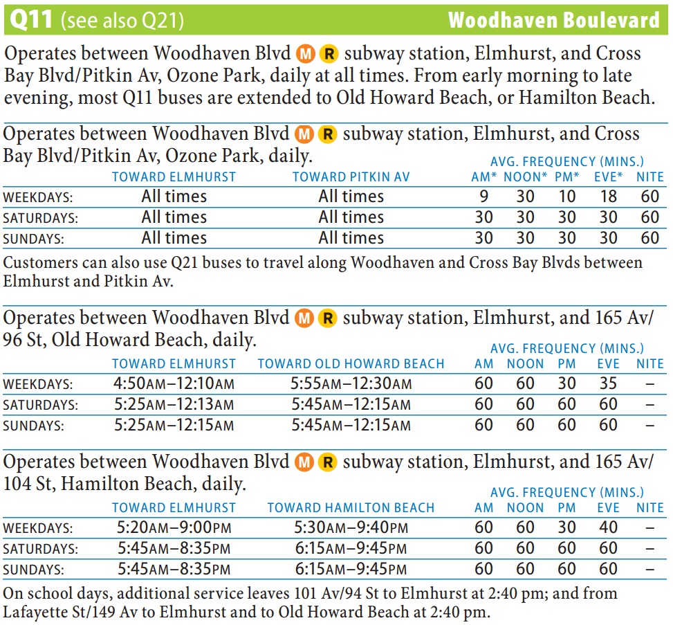 Q11 Bus Route - Queens iTapinfo