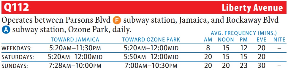 Q112 Bus Route - Queens iTapinfo