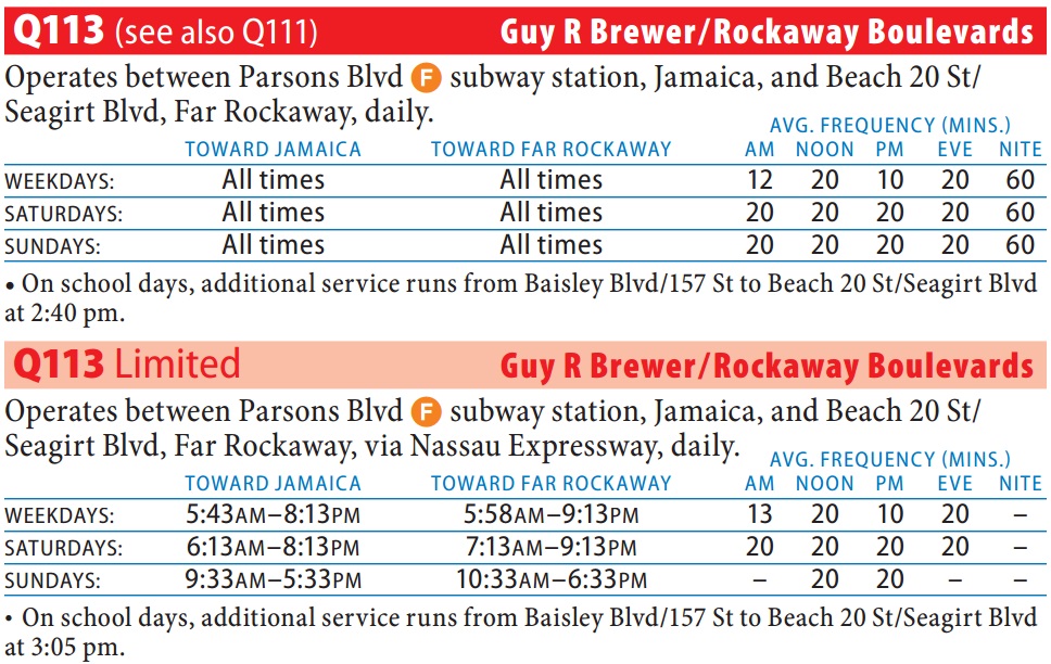 Q113 Bus Route - Queens iTapinfo