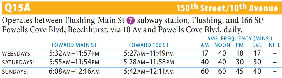 Q15a Bus Route - Queens iTapinfo
