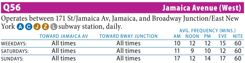 Q56 Bus Route - Queens iTapinfo