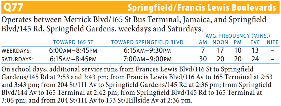 Q77 Bus Route - Queens iTapinfo