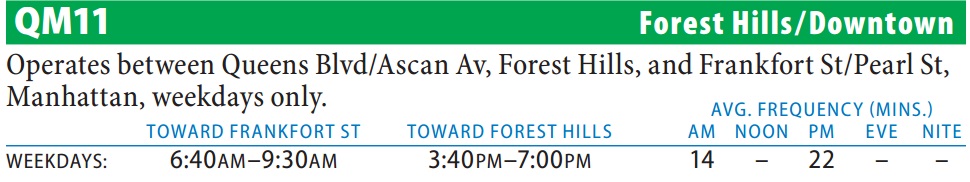 QM11 Bus Route - Queens iTapinfo