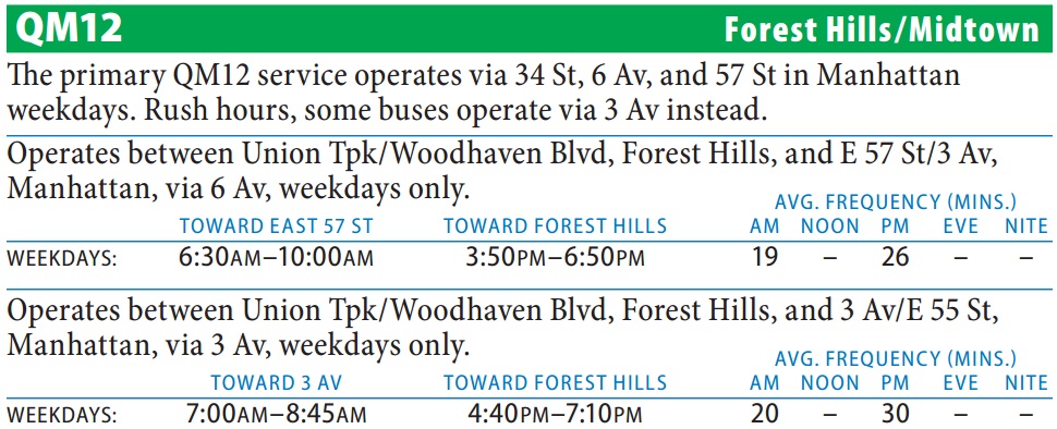 QM12 Bus Route - Queens iTapinfo