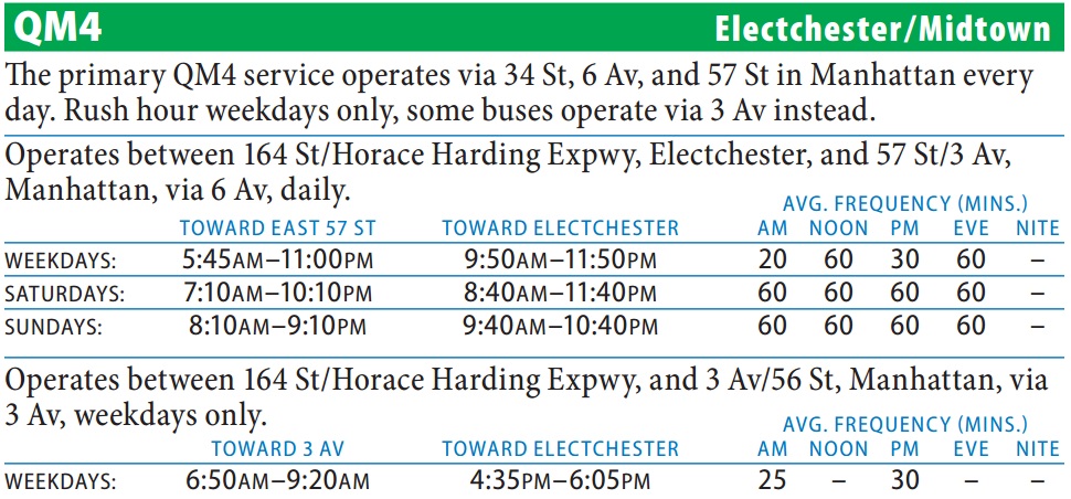 QM4 Bus Route - Queens iTapinfo