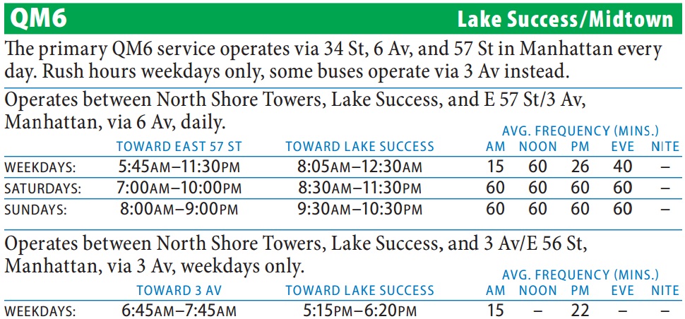 QM6 Bus Route - Queens iTapinfo