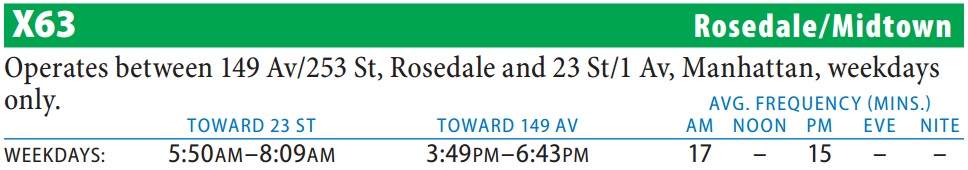 X63 Bus Route - Queens iTapinfo