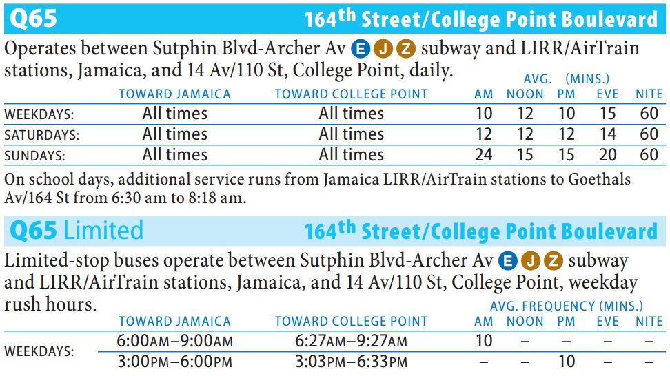 Q65 Bus Route - Queens iTapinfo