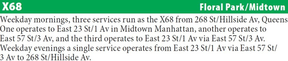 X68 Bus Route - Queens iTapinfo