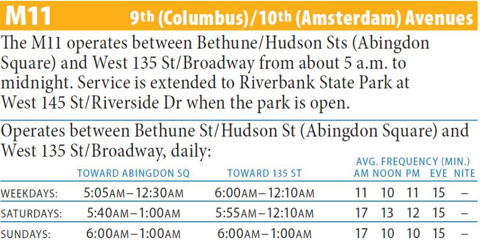 M11 Bus Route - Maps - Schedules