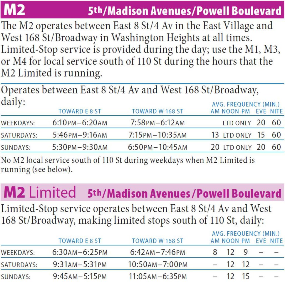 M2 Bus Route - Maps - Schedules