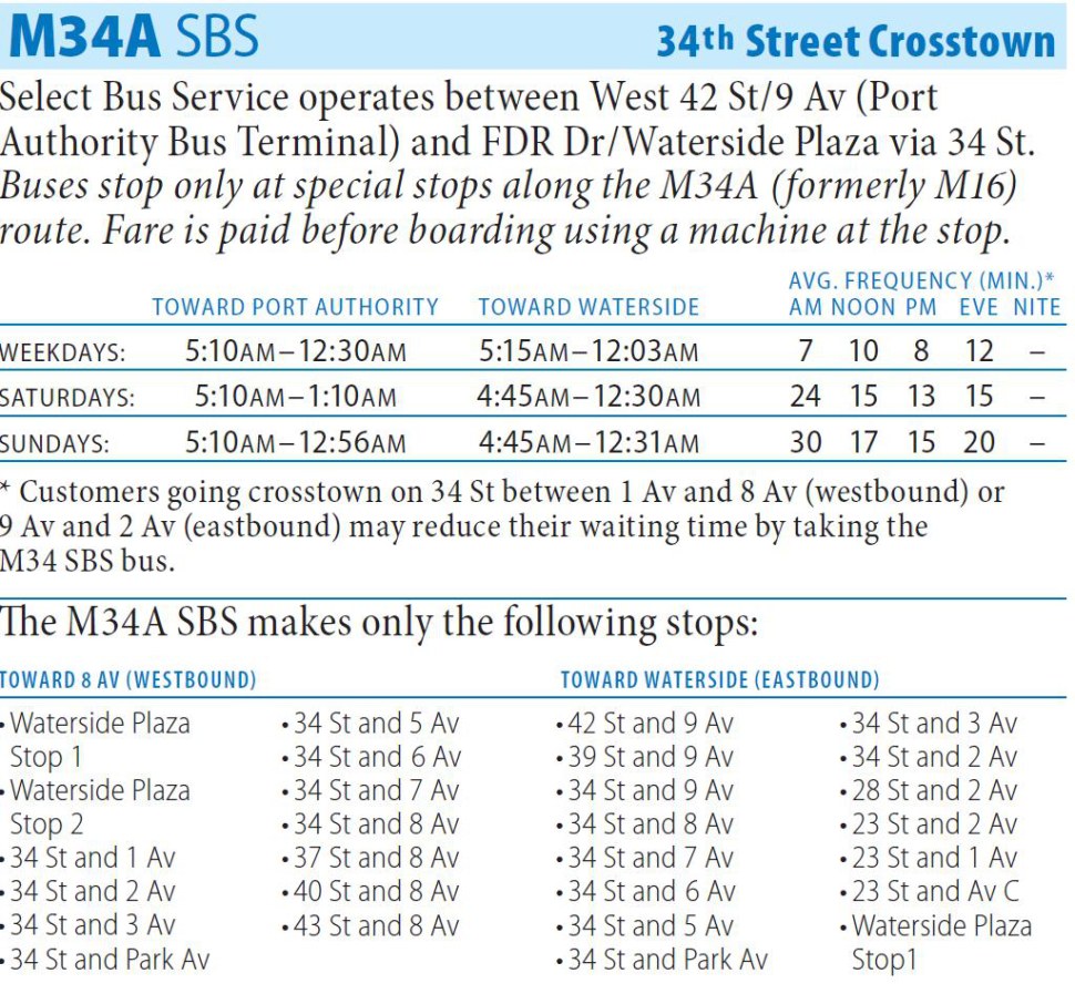 M34A Bus Route - Maps - Schedules