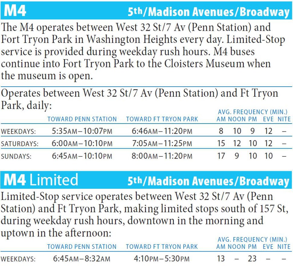 M4 Bus Route - Maps - Schedules