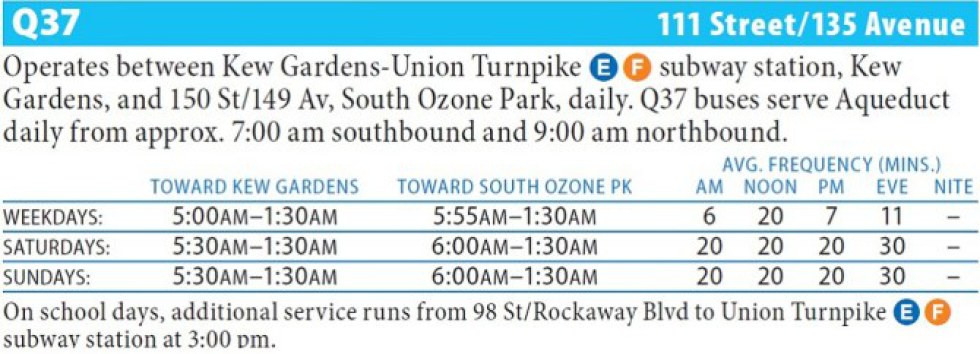Q37 Bus Route - Queens iTapinfo