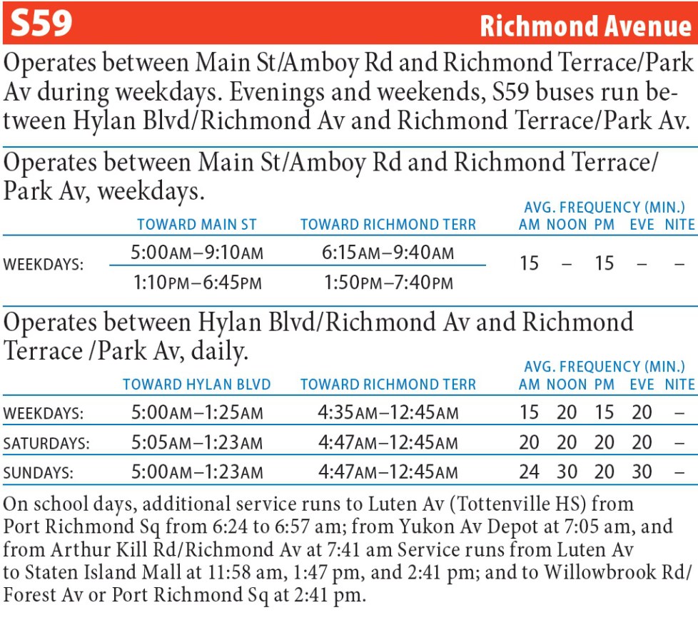 S59 Bus Route - Maps -Schedules