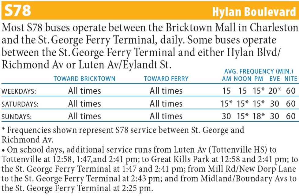 S78 Bus Route - Maps -Schedules