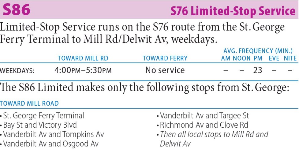 S86 Bus Route - Maps -Schedules