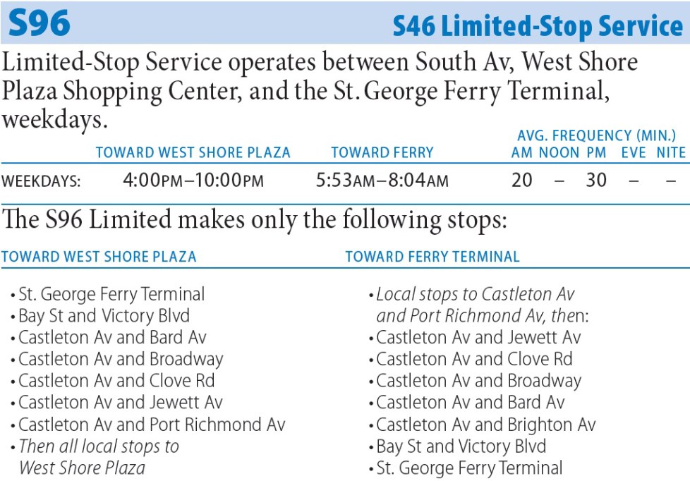 S96 Bus Route - Maps -Schedules