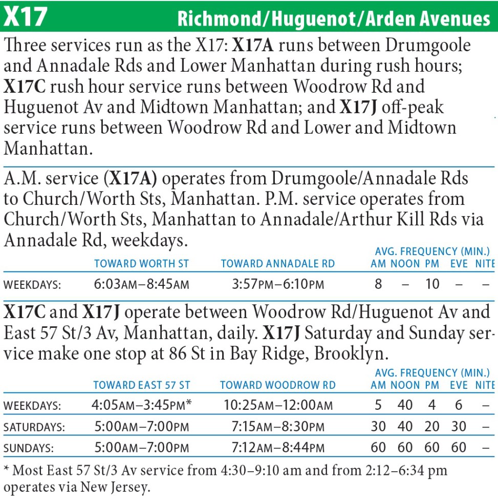 X17A Bus Route - Maps -Schedules
